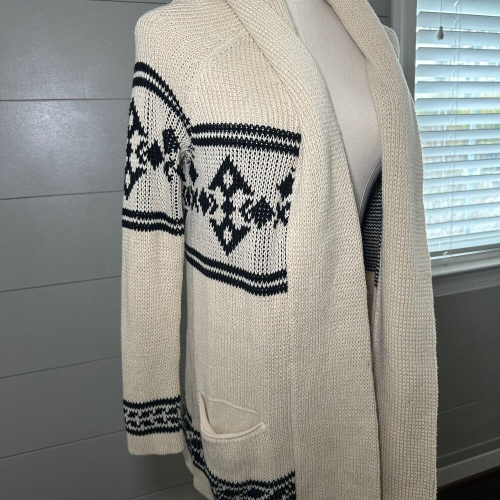 Oversized Cardigan Tan Sweater with Black Detailing- XS/S